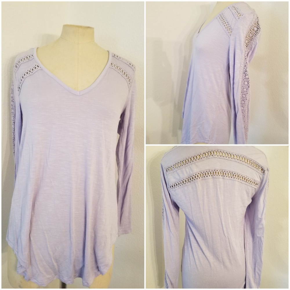 Deletta Tunic Top Crochet Details Sz S Lilac